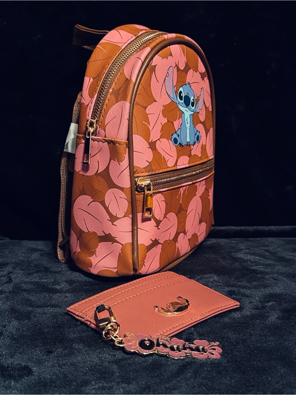 New Disney Stitch Mini Backpack 3 Piece Gift Set Wallet & Keychain